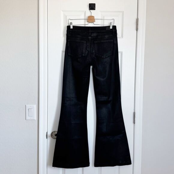 NWT Paige Genevieve Black Fog Luxe Coating Flare Pants Size 28 - Picture 12 of 15